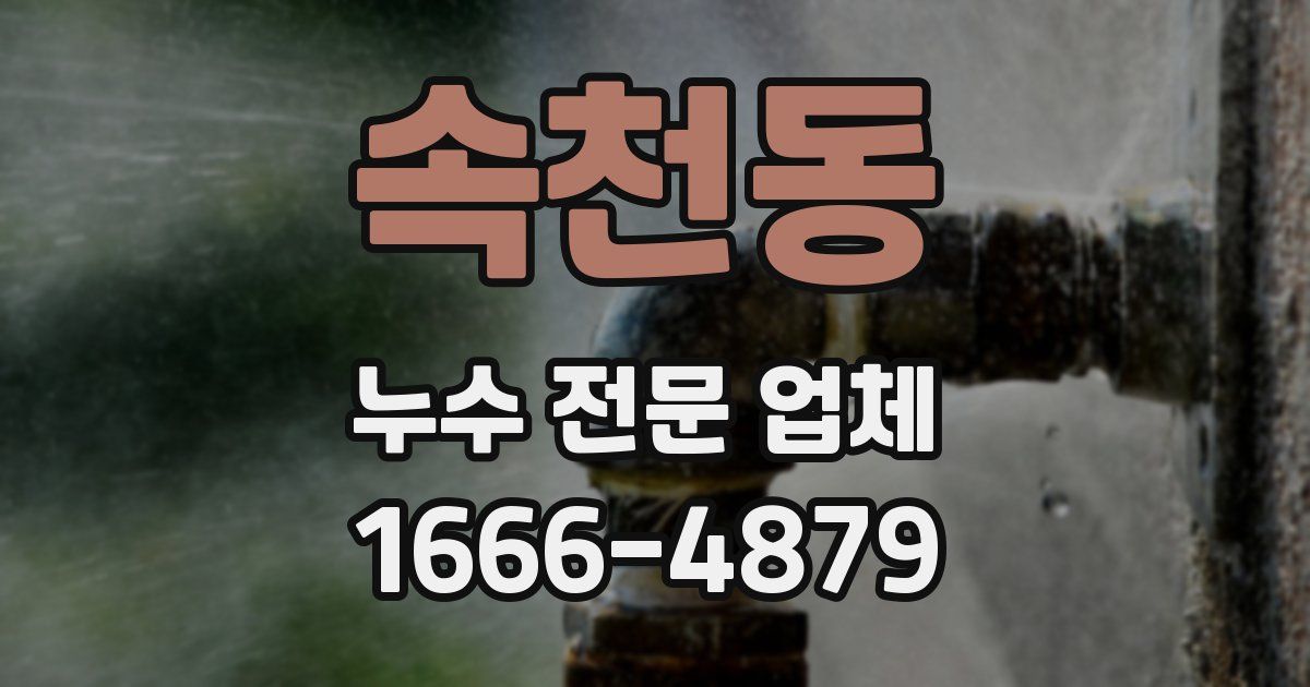 속천동 누수 전문 업체