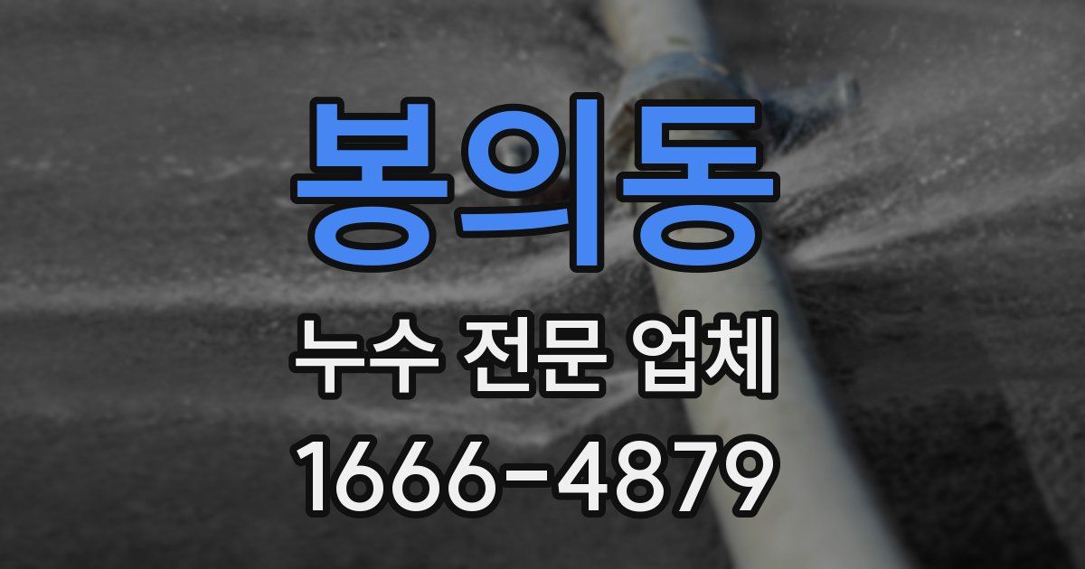 봉의동 누수 전문 업체
