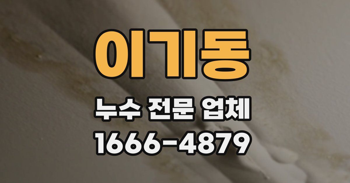 이기동 누수 전문 업체
