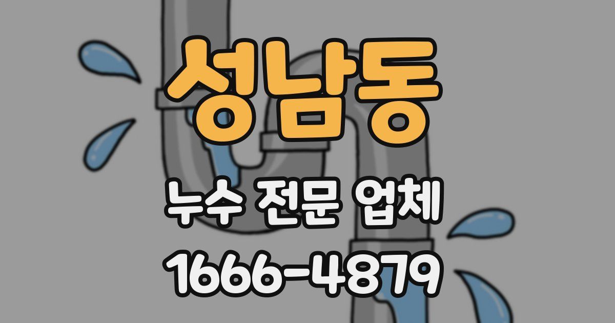 성남동 누수 전문 업체