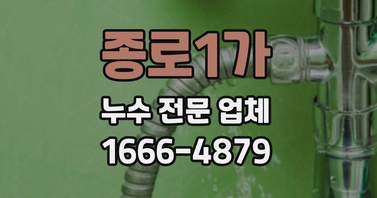 종로1가 누수 전문 업체