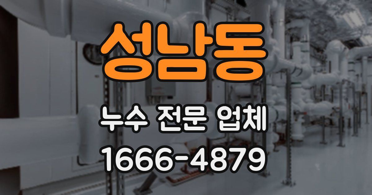 성남동 누수 전문 업체