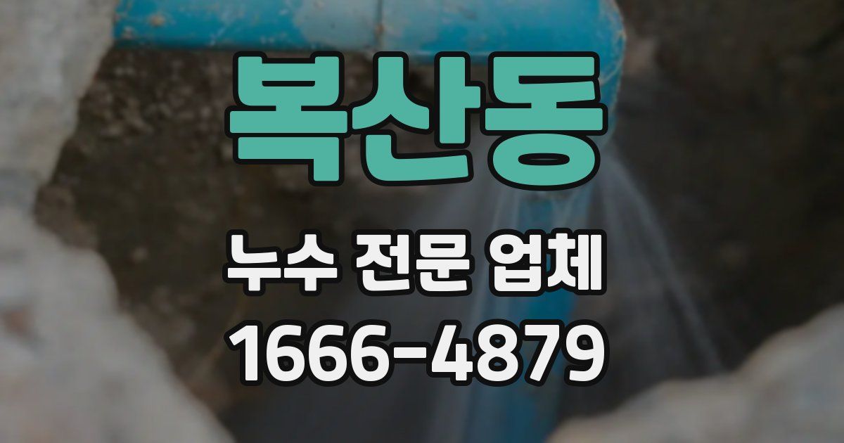 복산동 누수 전문 업체
