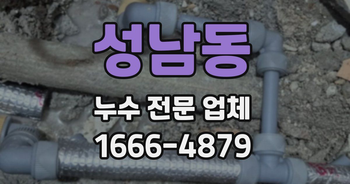 성남동 누수 전문 업체