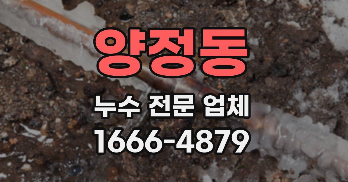 양정동 누수 전문 업체