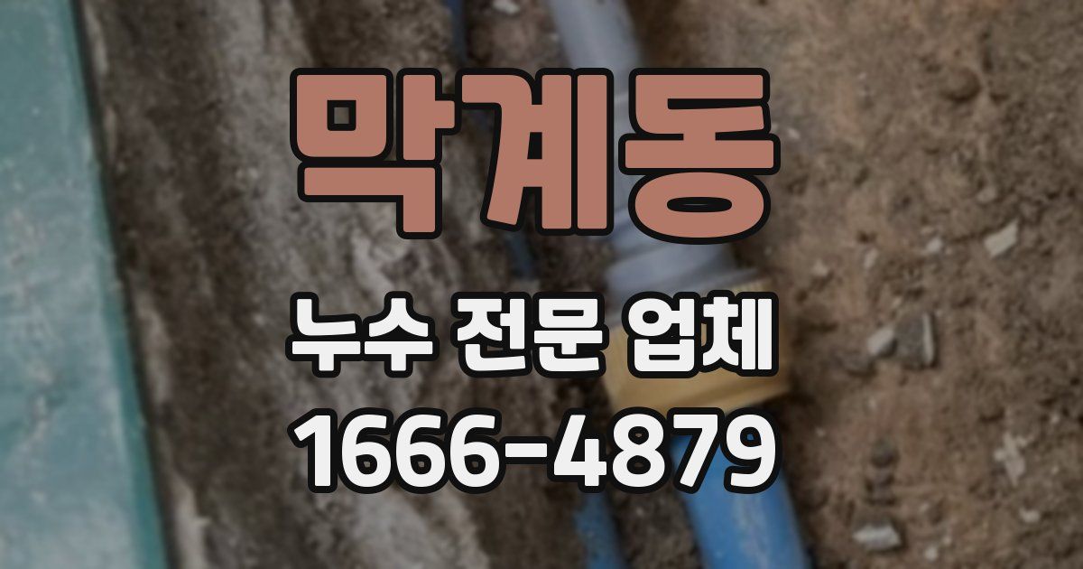 막계동 누수 전문 업체