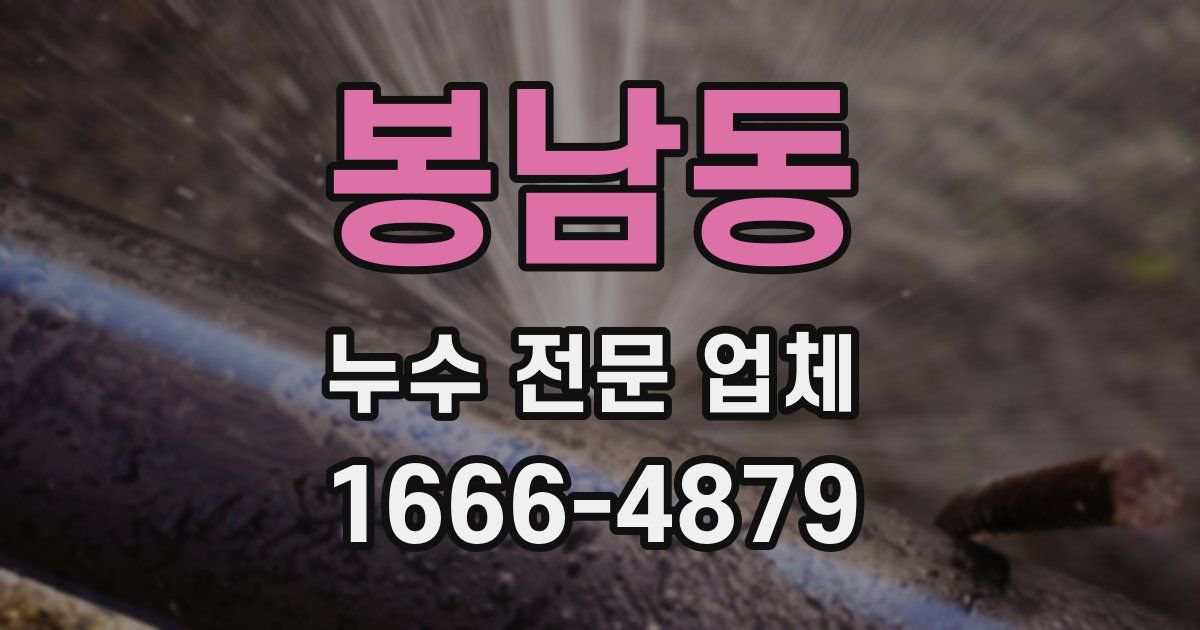봉남동 누수 전문 업체