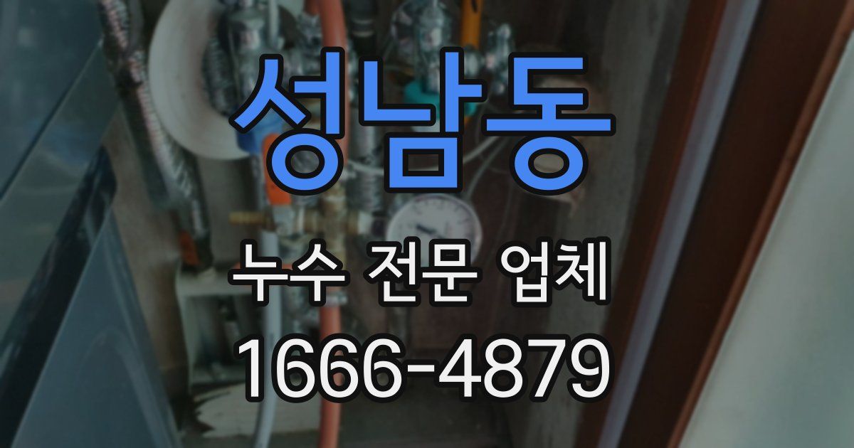 성남동 누수 전문 업체
