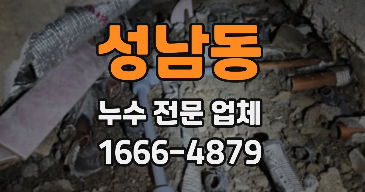 성남동 누수 전문 업체