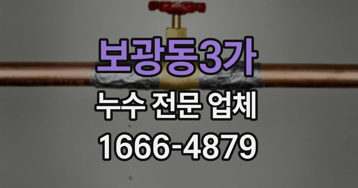 보광동3가 누수 전문 업체