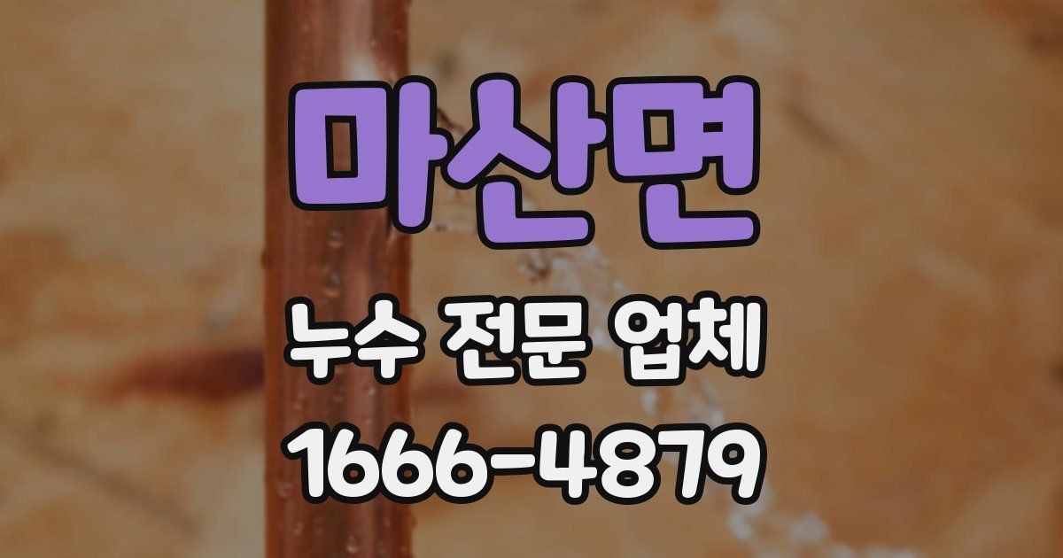 마산면 누수 전문 업체