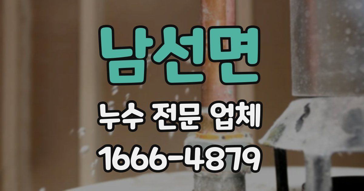 남선면 누수 전문 업체
