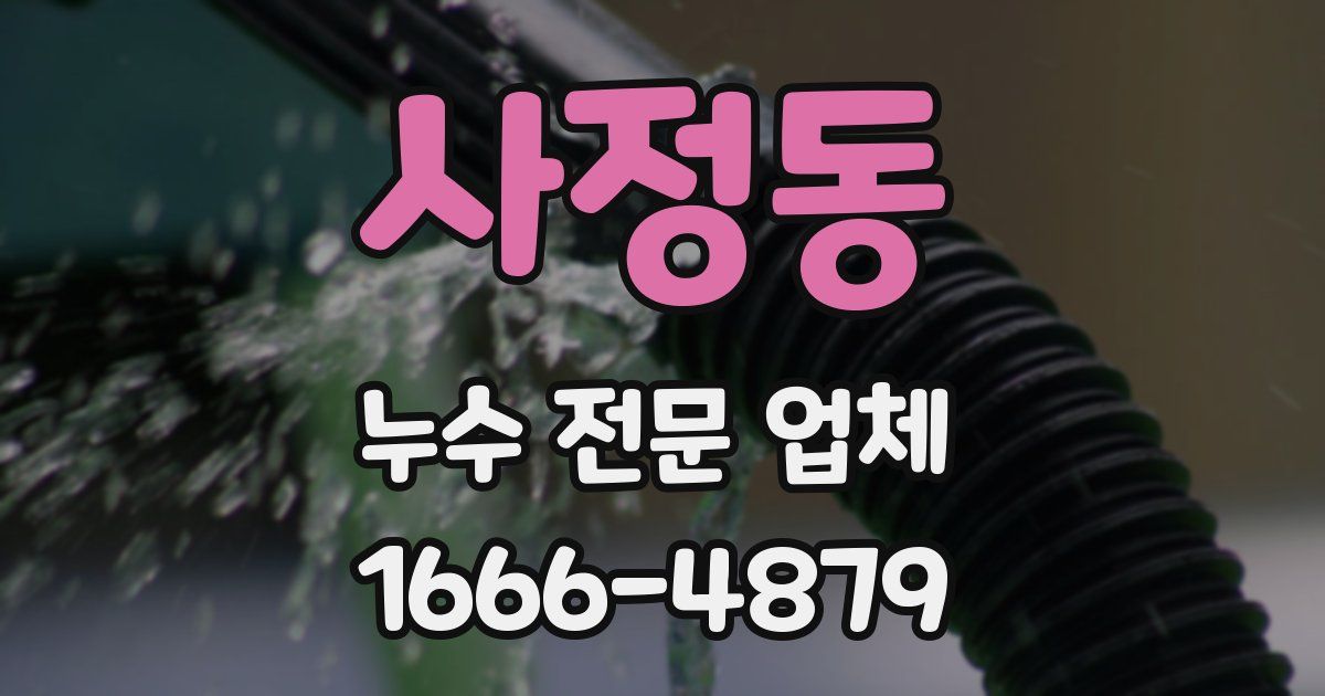사정동 누수 전문 업체