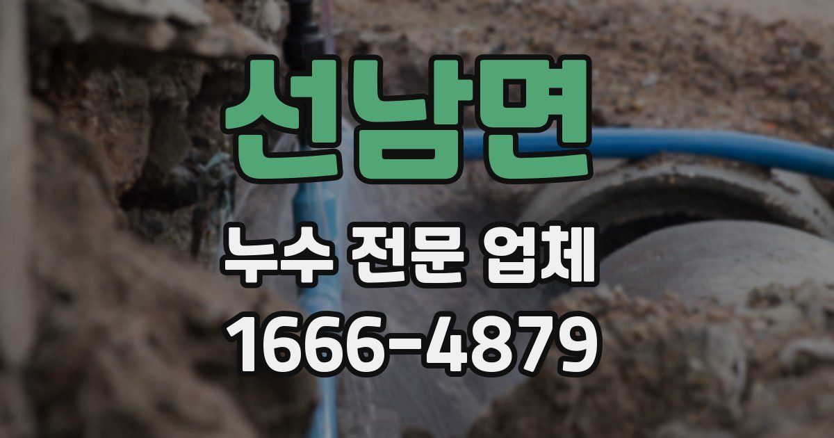 선남면 누수 전문 업체