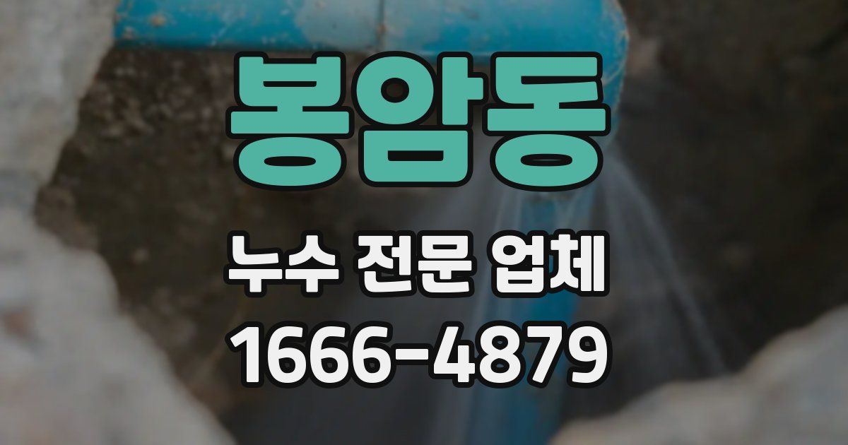 봉암동 누수 전문 업체