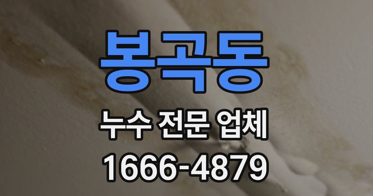 봉곡동 누수 전문 업체