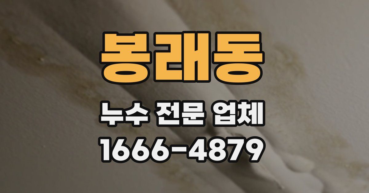 봉래동 누수 전문 업체