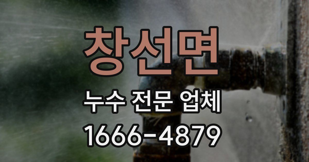 창선면 누수 전문 업체