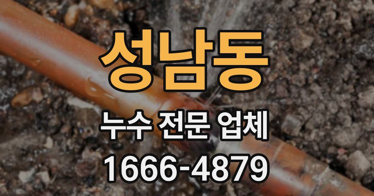 성남동 누수 전문 업체