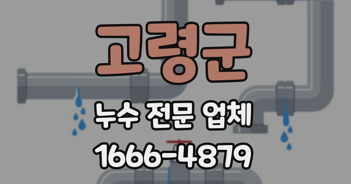 고령군 누수 전문 업체