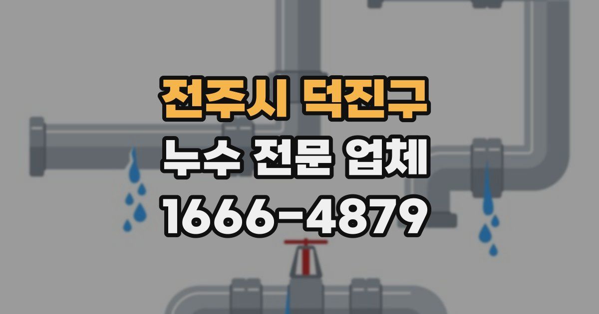 전주시 덕진구 누수 전문 업체