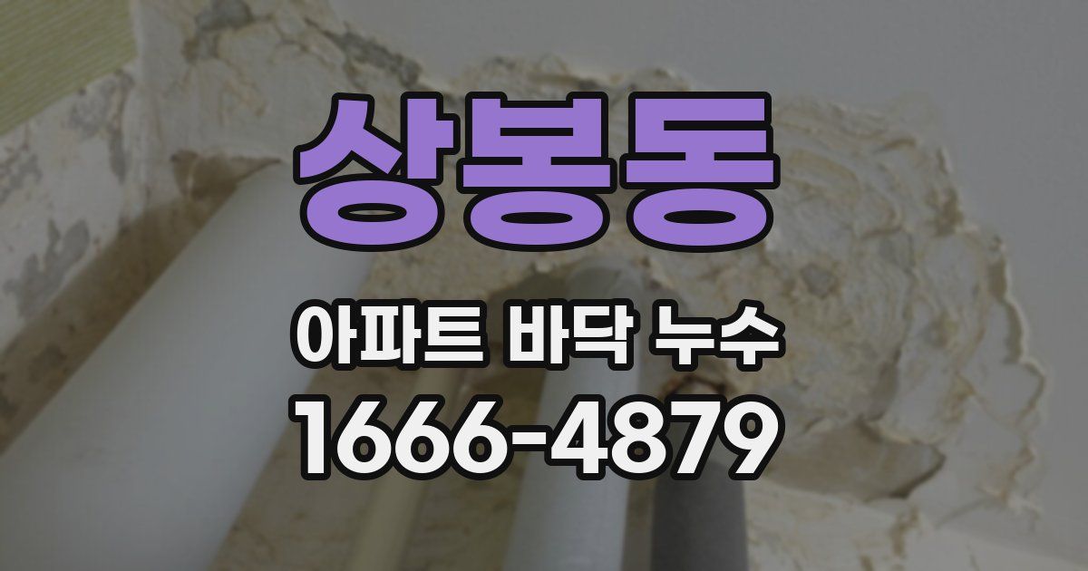 상봉동 아파트 바닥 누수