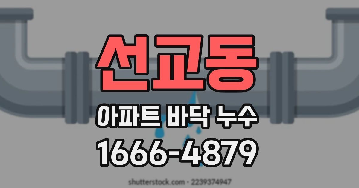선교동 아파트 바닥 누수