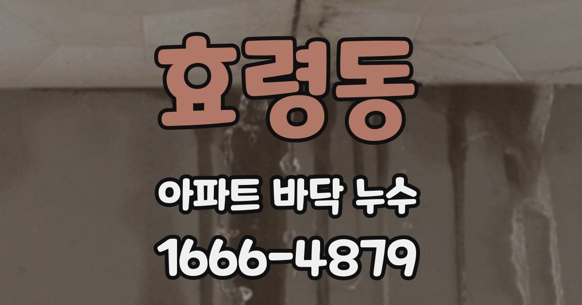효령동 아파트 바닥 누수