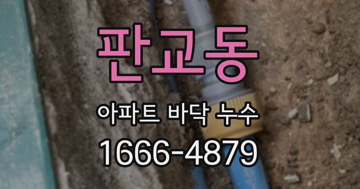 판교동 아파트 바닥 누수