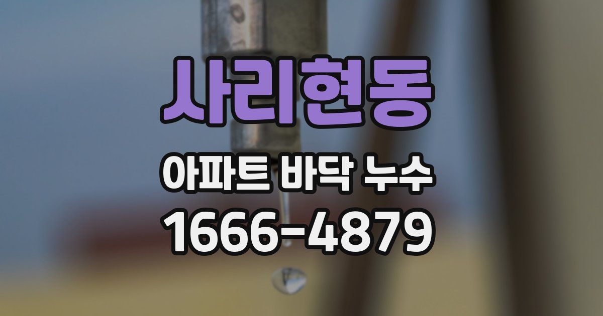 사리현동 아파트 바닥 누수