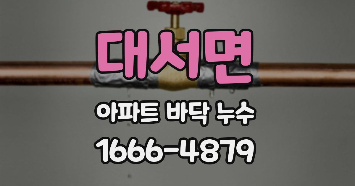 대서면 아파트 바닥 누수