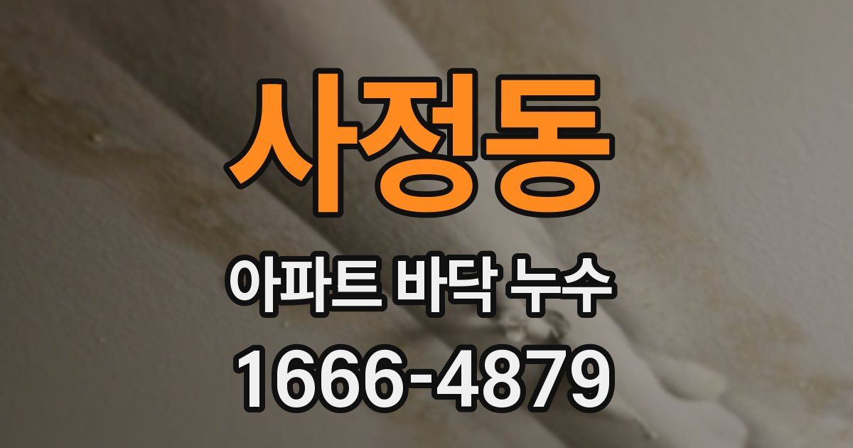 사정동 아파트 바닥 누수