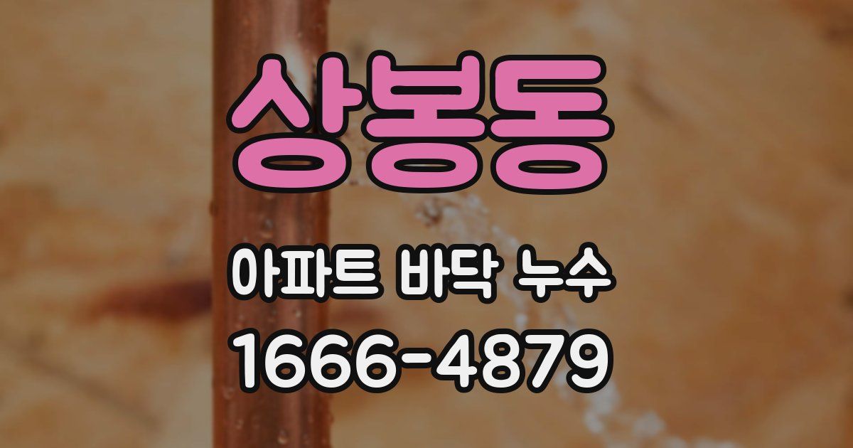 상봉동 아파트 바닥 누수