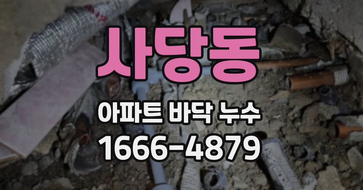 사당동 아파트 바닥 누수