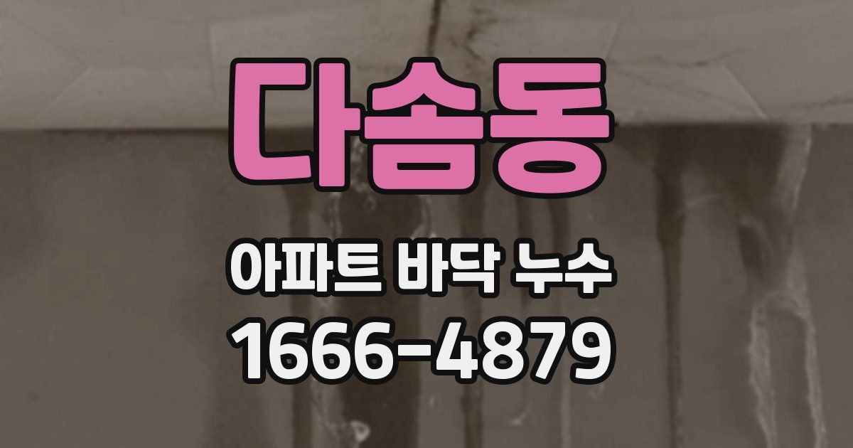 다솜동 아파트 바닥 누수