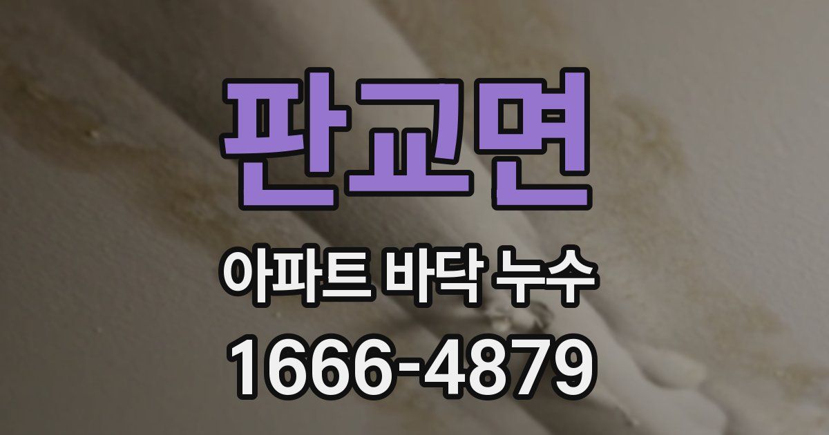 판교면 아파트 바닥 누수