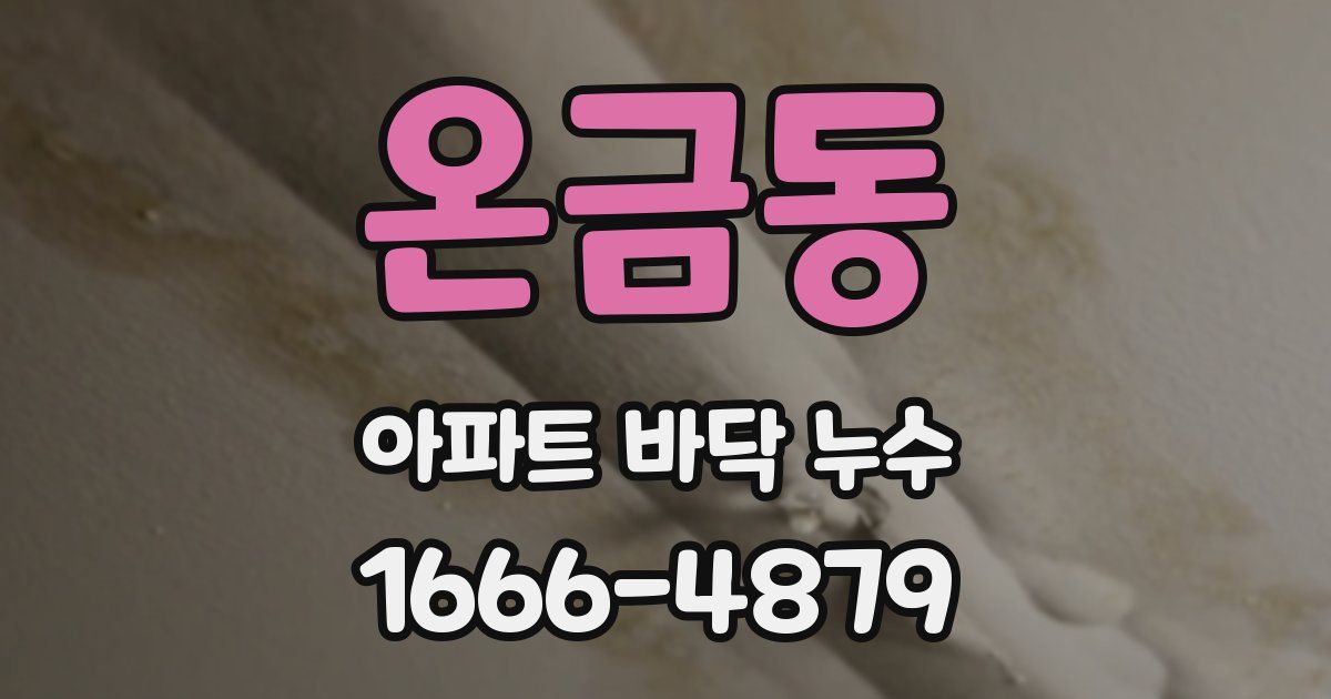 온금동 아파트 바닥 누수
