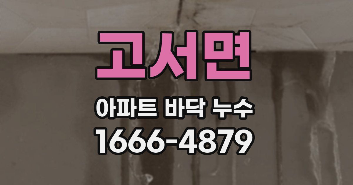 고서면 아파트 바닥 누수