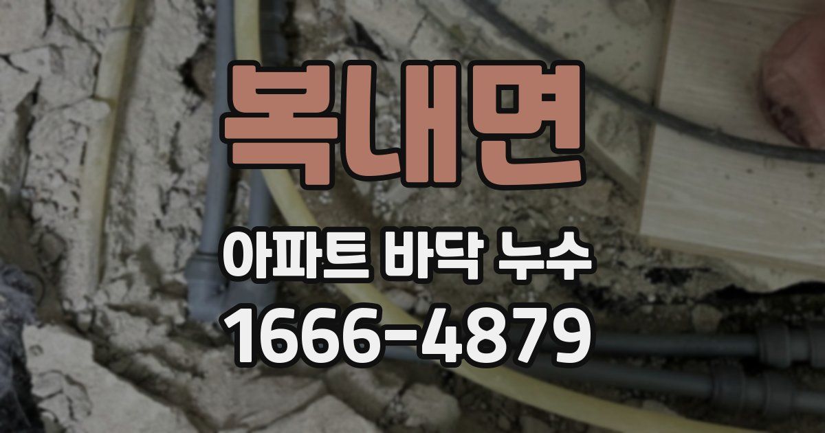 복내면 아파트 바닥 누수