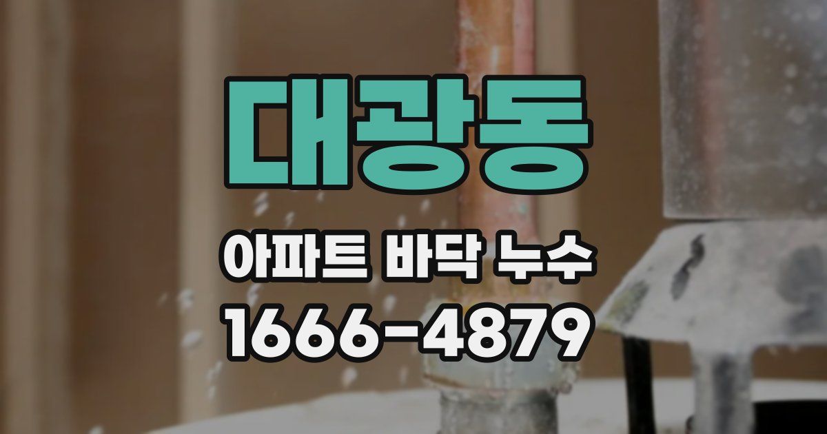 대광동 아파트 바닥 누수