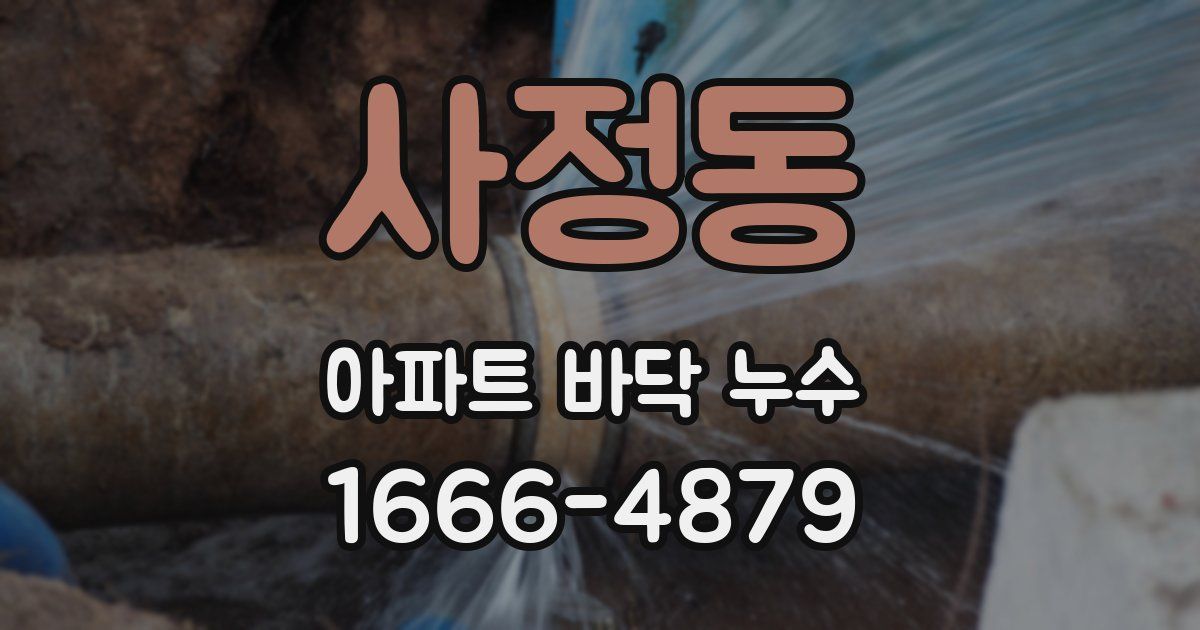 사정동 아파트 바닥 누수