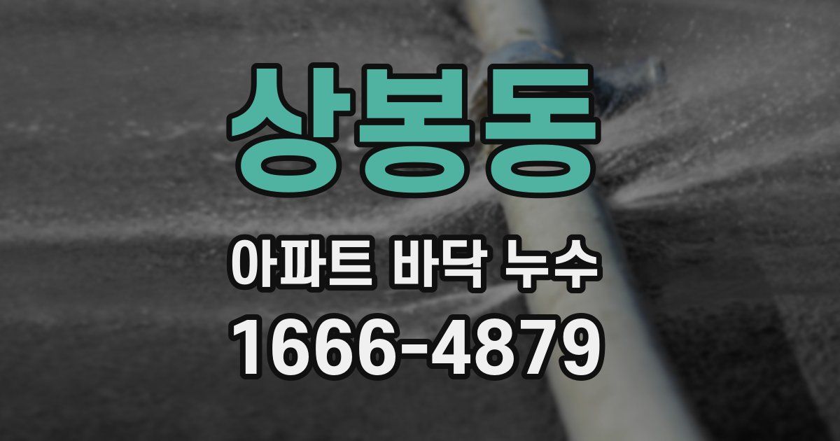 상봉동 아파트 바닥 누수