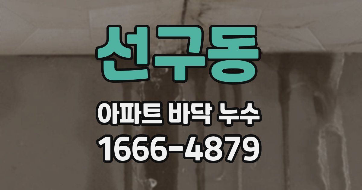 선구동 아파트 바닥 누수