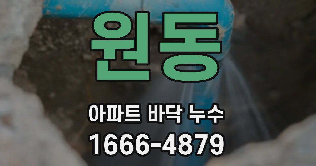 원동 아파트 바닥 누수