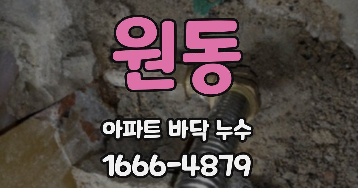 원동 아파트 바닥 누수