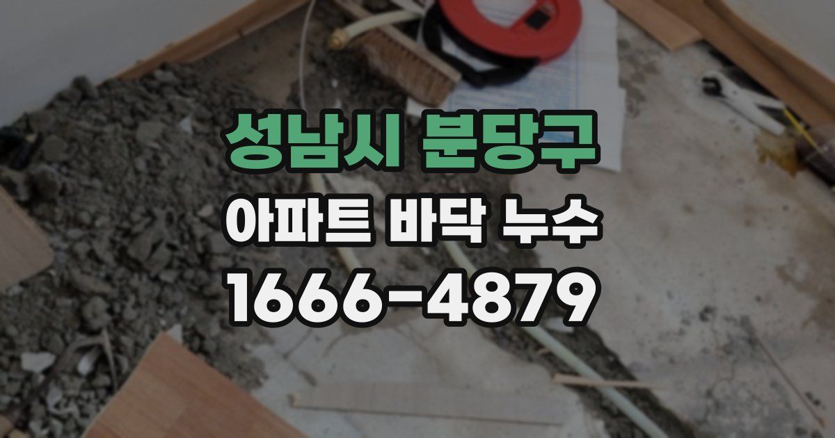 성남시 분당구 아파트 바닥 누수