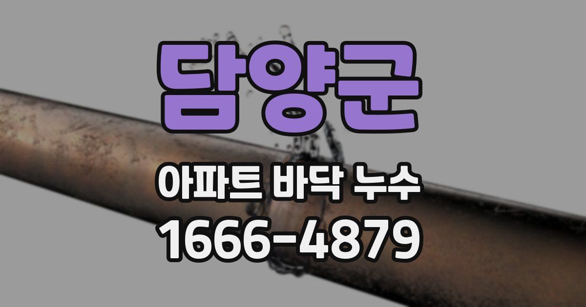 담양군 아파트 바닥 누수