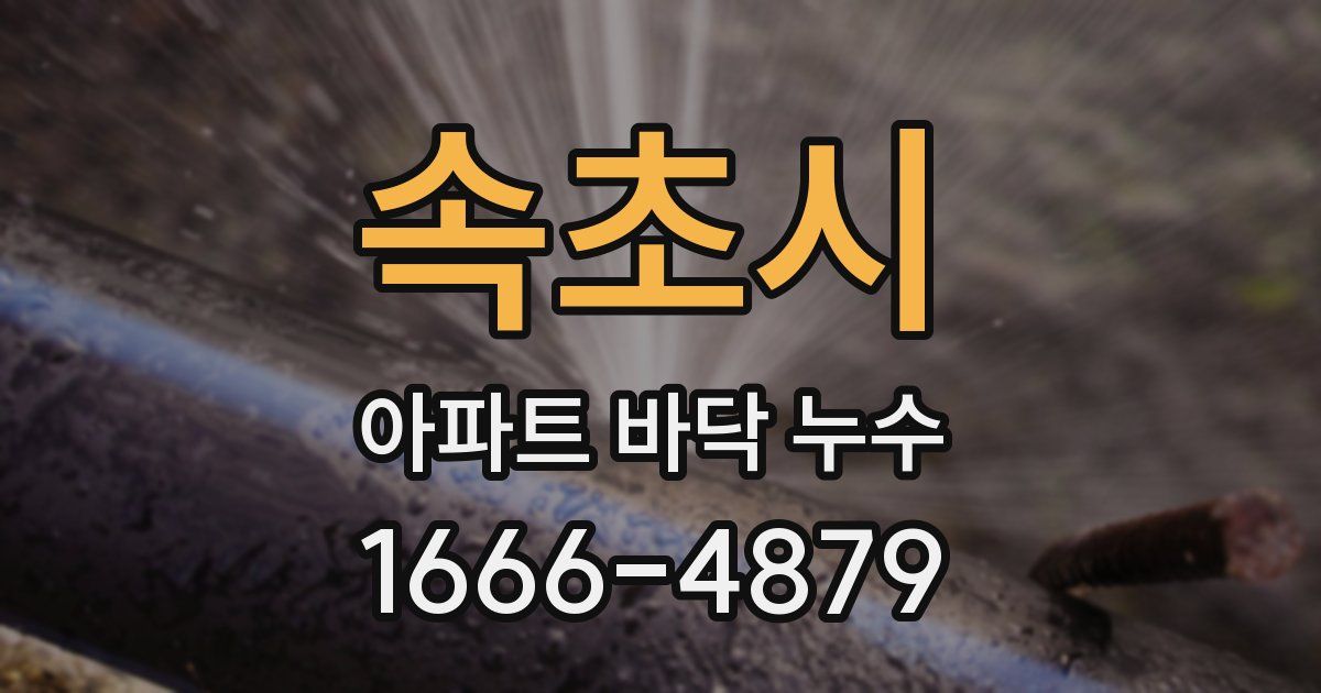 속초시 아파트 바닥 누수