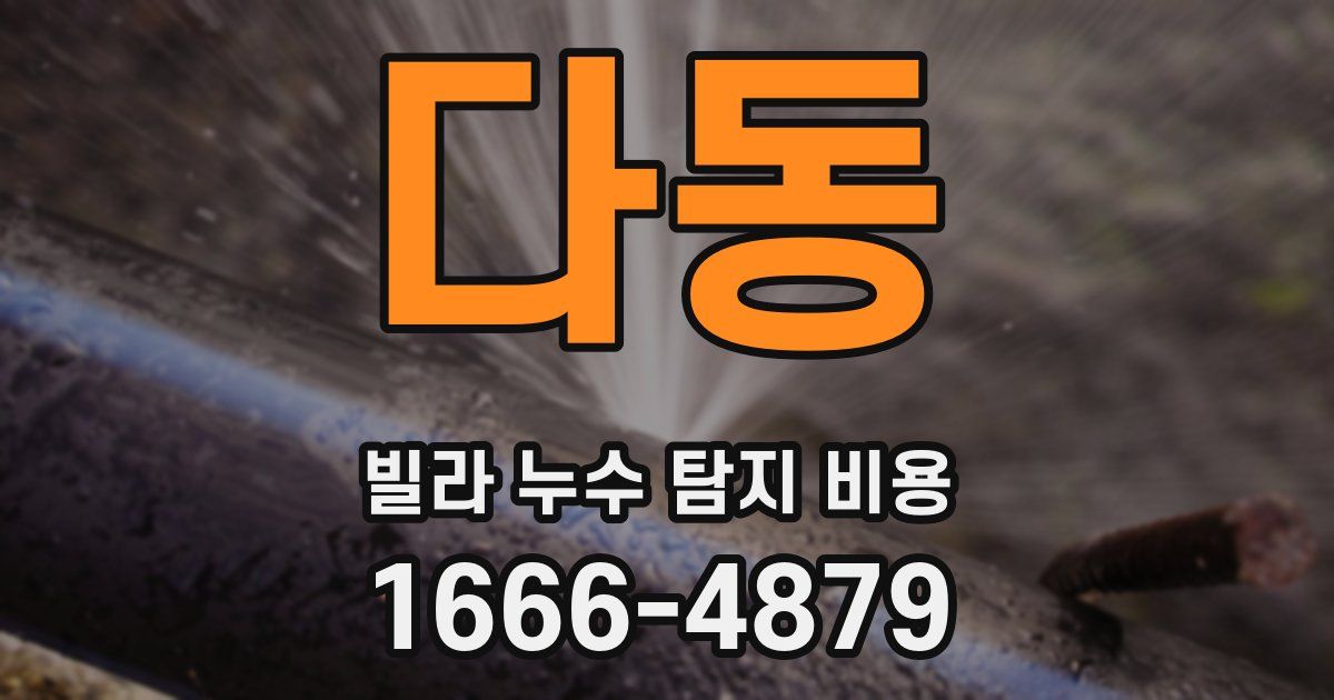 다동 빌라 누수 탐지 비용
