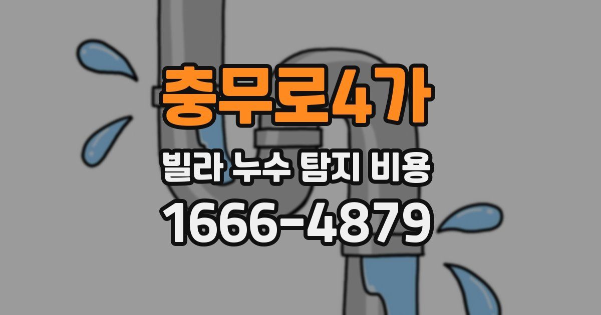 충무로4가 빌라 누수 탐지 비용
